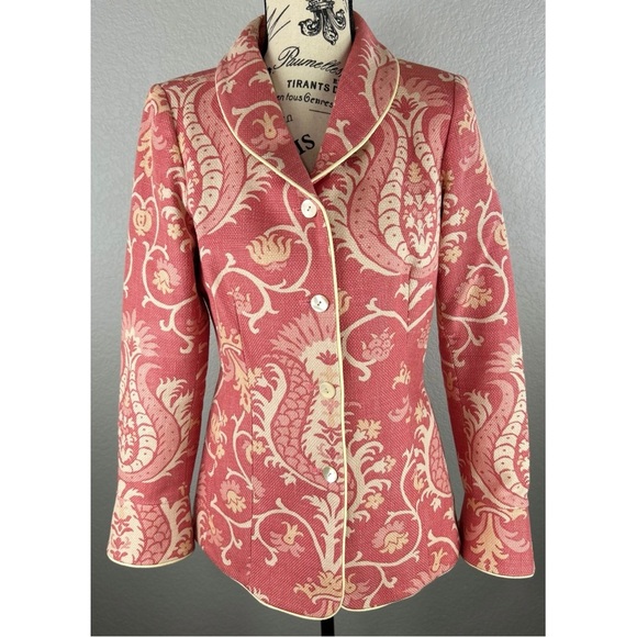 J McLaughlin Pink Padley 100% Cotton Blazer Summer Country Club Workwear, size 6 - Picture 2 of 10